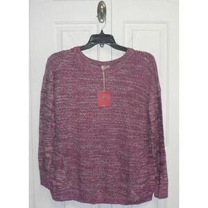 Mossimo Supply Co. Women's Plus Size Open Knit Crew Neck Sweater Fuschia 2X